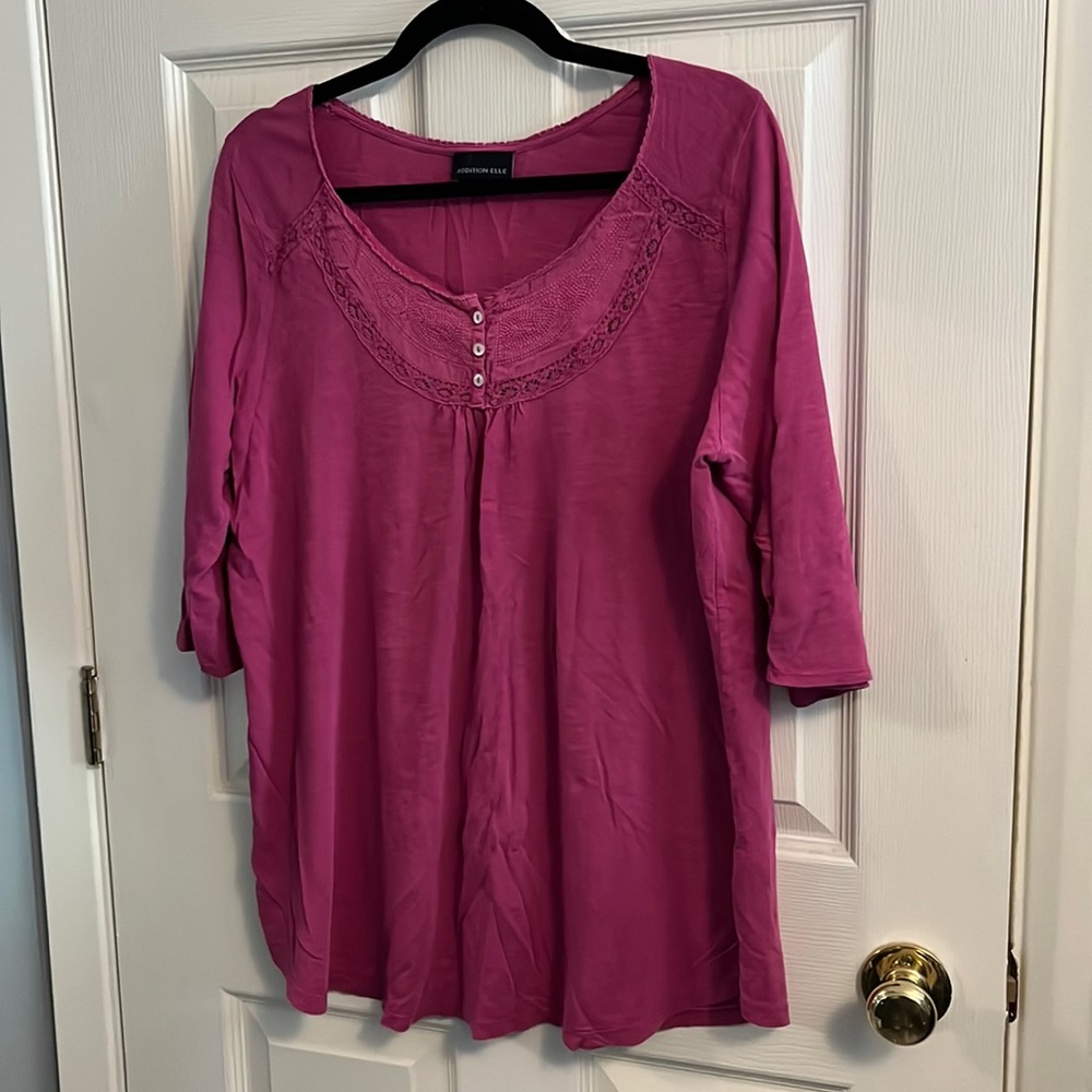 Addition Elle Pink 3/4 Sleeved Top